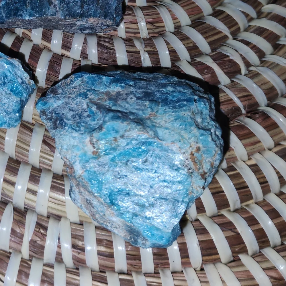 Natural Blue Apatite Stone Trio - Raw NEW